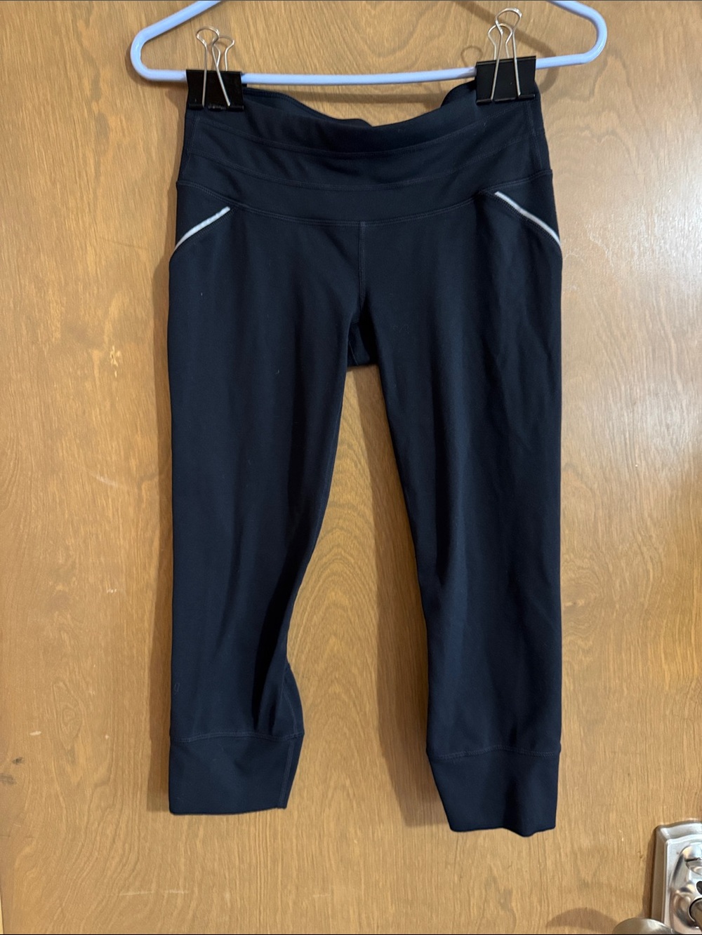 Athleta Black Capri Leggings with Reflective Trim